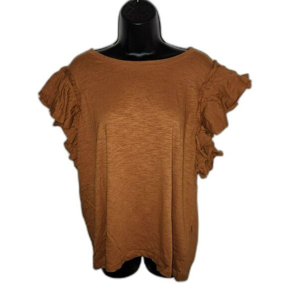 NWT 2XL Industry Republic Double flutter Ruffle Sleeve Pima Cotton Tee - Picture 2 of 3